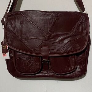Genuine  Brown Leather Shoulder Bag NWT